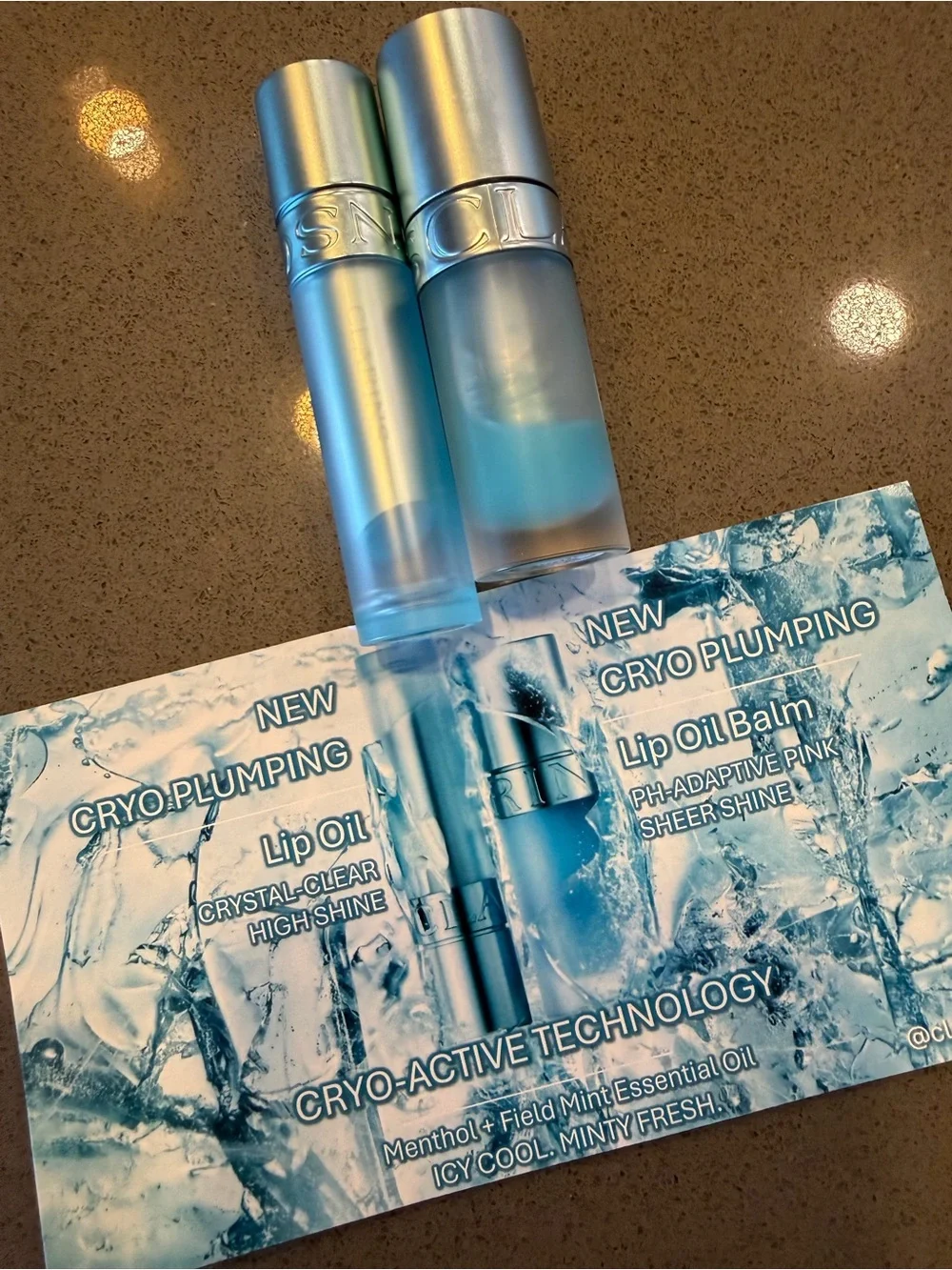 Clarins Cryo Plumping Lip Oil and Lip Oil Balm Duo Set Clear pH Pink NWT